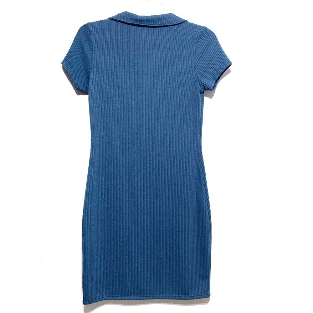 Blue Ribbed Mini Dress - Picture 6 of 6